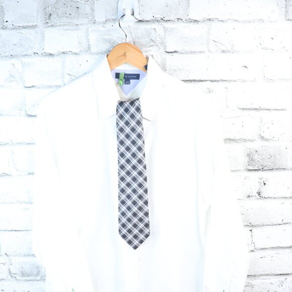 Michael Kors Necktie Men's 100% Black White Plaid Standard 58" Tartan - Picture 6 of 8